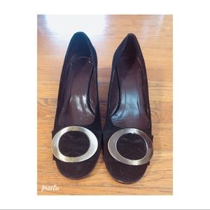 ELLE black suede block heel pumps size 38/7.5